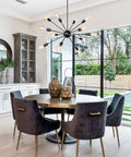 12 Light Black Sputnik Chandeliers Mid Century Modern Semi Flush Mount Ceiling Fixture for dining room soft glow