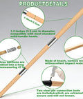 Wooden Hoe Handle Replacement 47 Inch Long with 1.3 Inch Diameter Tapered End showing beech wood details and assembly features.