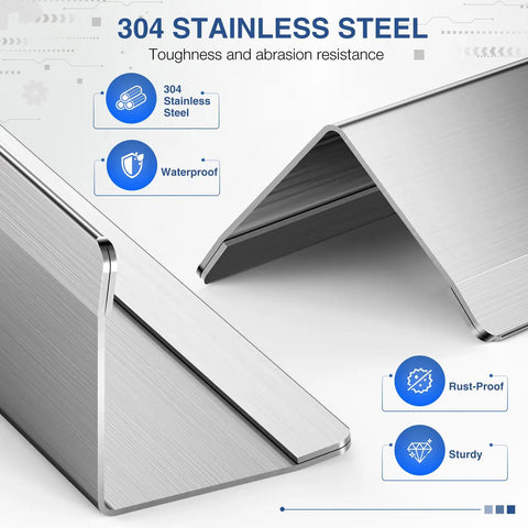 Hella Sick 4 Pack Stainless Steel Wall Corner Protectors Badass 304 Rust Proof Corner Guards showing durable 304 stainless steel design.