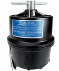 Model M-26 compressed air filter, black exterior, replacement element M-723, for clean air, mounts downstream of motor guard M26.