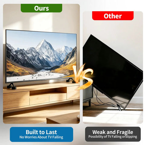 Comparison image of Eight Pack TV Stand Riser Blocks Provide Rock Solid Heavy Duty Adjustability For Seamless Stacking Designs That Elevate Screens To Prime Viewing Levels And Inject Legit Game Changing Energy Into Any Living Space Setup.