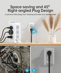 15 In 1 Tower Power Strip With USB And ETL Certified 1800J Surge Protection featuring space-saving right-angled plug design