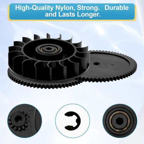 Drive Train Gear Kit For Polaris 360 And 380 Pool Cleaner With Bearing And Clips showing nylon gears and bearing