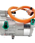 Top Shelf Heavy Duty Electric Hybrid AC Compressor For Tesla Model S 2012 Through 2018 Quick Drop In Swap with orange connector hose.