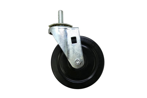 Four Inch Soft Rubber Swivel Stem Caster With Half Inch Stem Diameter And Two Hundred Pound Load Capacity Ideal For Furniture Carts And Equipment Black Finish Delivers Smooth Quiet Mobility On Hard Surfaces