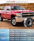 Bullet Proof Hub Centric Wheel Spacers 2 Inch Thick Forged 6061 Aluminum 8X6.5 Bolt Pattern with Chevy Silverado 2500 HD.