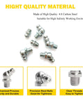 Pro Grade Quarter Inch 28 Thread Grease Fitting Assortment Kit With Straight 45 Degree And 90 Degree Zerk Fittings, Galvanized Steel Lubrication Fittings And Gun Tips For Industrial, Agricultural Machinery, Cars And Ships.