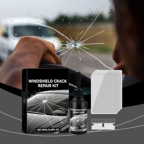 Windshield Repair Kit For Chips And Cracks With Nano Glass Repair Resin Liquid, 2 Pack Glass Repair Tools displayed with resin.