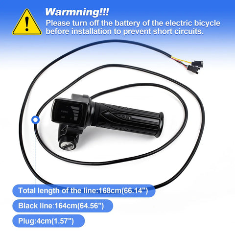 Universal 48V Ebike Full Twist Throttle With LCD Display And Key Lock, Plug And Play Handlebar Grip For Ridstar Q20 Q20Lite Q20Pro H20 H26 Pro H20 Pro And Other Ebikes And Scooters, Fits Seven Eighths Inch Handlebars 22mm