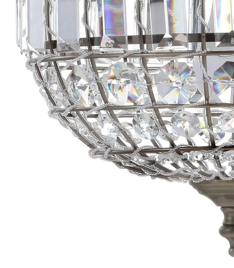 Close-up of the Antique Brass Crystal LED Pendant Light For Kitchen And Dining Room Glam Globe Chandelier With Clear Crystal Shade