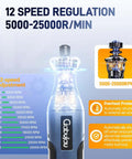 Cordless Rotary Tool Kit Mini 7.4V USB Rechargeable 12 Speed Power Drill with speed settings and motor details