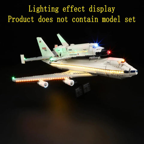 LED Light Kit For LEGO Shuttle Carrier Aircraft 10360 Building Blocks Model Lighting Set Lighting Only Model Not Included Battery Pack Not Included Compatible With Display Or Dioramas showing lighting effect display on shuttle model