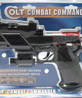 Combat Commander Airsoft Pistol With Class 2 Laser And Holographic Sight Spring Powered 210 FPS Velocity 66 Foot Range 14 BB Magazine