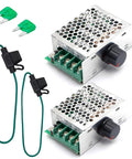 Heavy Duty 7 To 70 Volt 30 Amp Pwm Dc Motor Speed Controller For Brushed Motors with green connectors and fuses.