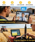 Heavy Duty Rugged Tablet With No Sweat Barcode Scanner And 12.2 Inch Windows 11 Pro Screen, Eight Plus One Twenty Eight Gig Storage, Rock Solid Industrial Computer For Warehouse Crews And Retail Pros used for communication and navigation on a tractor.