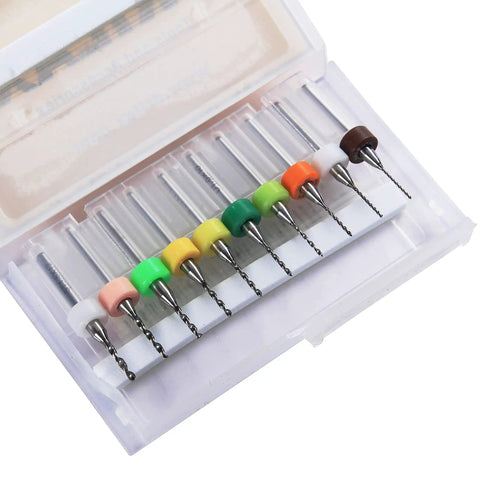 Micro Mini Drill Bit Set, Ten Tiny Tungsten Carbide Bits From 0.6mm To 1.5mm With 1/8 Inch Shank, in PVC Case