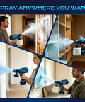 Ditch The Cords With This Hardworking Cordless Paint Sprayer Boasting A Bright LED lamp being used on interior doors and walls.