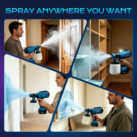 Ditch The Cords With This Hardworking Cordless Paint Sprayer Boasting A Bright LED lamp being used on interior doors and walls.