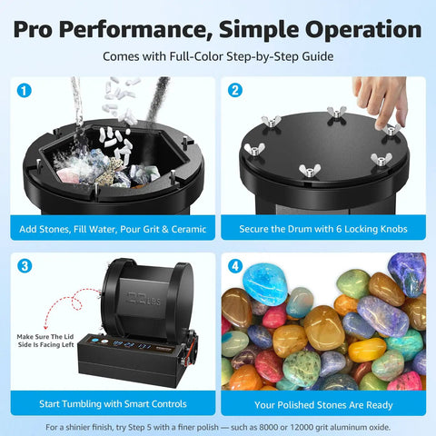 Extra Large 22lb Capacity Rock Tumbler With Brushless Motor And Metal Base Built For Pro Grade Heavy Duty Stone Polishing tutorial