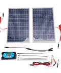 80W Solar Panel Kit with 60A Charge Controller, two 40W monocrystalline panels, cables, and accessories for RV, boat or home.