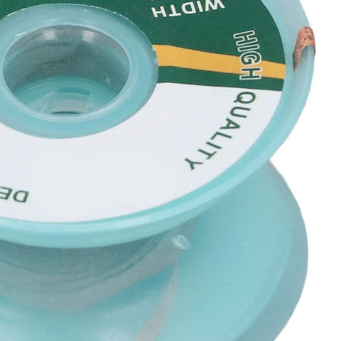 Close-up of spool labeled 'High Quality' for 5Pcs Solder Wick Desoldering Wick Copper Alloy Braid Absorbs Solder Fast For PCB Error Fixes