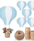 Blue White 6 Pack Hanging Hot Air Balloon Paper Lanterns Set For DIY Wedding Decor Birthday Parties And Home Living Room 12 Inch