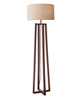 Walnut Birch Wood Floor Lamp With Natural Linen Drum Shade Three Way Dimmable Light For Bedroom And Living Room Modern Minimalist Crisscross Base 60 Inch Tall Cozy Vibe For Home Decor