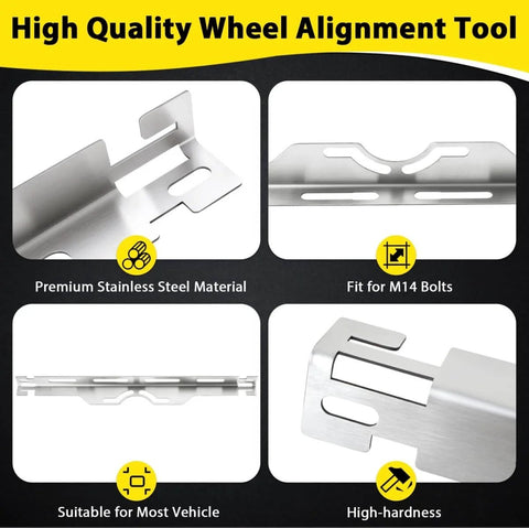 Beefy Pro Grade Heavy Duty Wheel Alignment Tool Plates Two Pieces Stainless Steel with measuring tapes visible