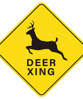 Deer Xing Crossing Sign 12x12, 2 Pack, Engineer Grade Reflective Aluminum, Built Tough Weather Resistant High Visibility Safety Sign for Driveways, Rural Roads, and Deer Rich Areas on yellow background