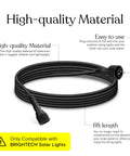Ambience Pro Waterproof Extension Cable For Solar Outdoor String Lights, 6 ft rugged weatherproof wire coiled view
