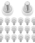 Adjustable Screw On Furniture Leveling Feet 20 Pack With Non Slip PVC Pads For Desk, Table, Chair And Cabinet Legs, Silver Finish, Smooth Surface, Balance Adjustment For Floor Protection And Noise Reduction; 20 silver feet with PVC pads