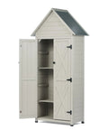 Weatherproof Outdoor Storage Shed With Floor And Adjustable Shelves For Patio Or Garden Rugged Wooden Tool Cabinet 71 Inch Vertical Organizer