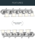 Five Light Bathroom Vanity Fixture, Traditional 36-Inch Bar With Satin Etched Glass Shades In Tannery Bronze, Over Mirror Lighting.