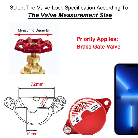 Gate Valve Lockout Kit Two Pack One To Two And A Half Inch Diameter Outdoor Red Locks for brass gate valve size diagram