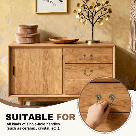 Cabinet with 10 Pack Vintage Flower Brass Cabinet Backplates For Doors, Drawers, Cupboards, And Closets installed, bronze finish