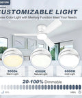 Low Profile 42 Inch Ceiling Fan With Light And Remote Reversible Motor 3 CCT Dimmable LED in white room display