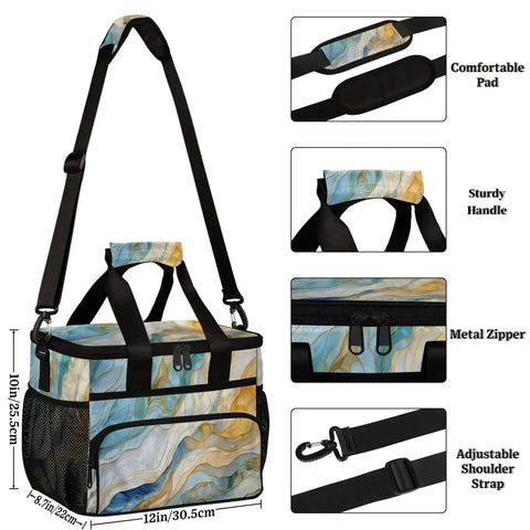 Insulated Picnic Backpack Lunch Box For Women And Men Portable Go To Cooler Tote with adjustable strap and metal zipper
