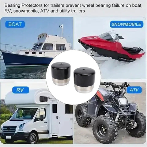 Hard Working Trailer Wheel Bearing Protector Caps Stainless Steel 1.781 Inch Hubs Two Pack With Grease Level Monitoring Window