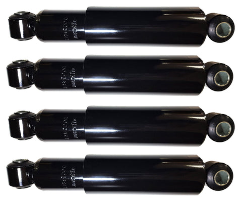 4 Pack Heavy Duty Shock Absorbers For Trailer Suspension Systems Compatible With Intraax Vantraax Cush Ridewell Trailmobile Saf Holland Gabriel 85000 Monroe 65416 Replacement TR85000 arranged in a row