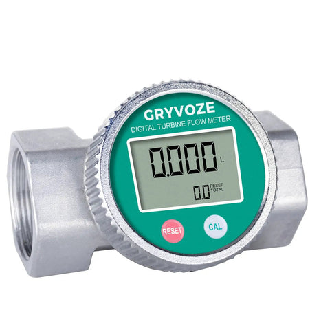 Waterproof 1.5 Inch Digital Fuel Flow Meter With EMI Protection Inline NPT Thread 10.5 To 74 GPM Range For Water Diesel Gas Oil Gasoline