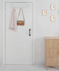 Over The Door Hooks White 6 Pack Towel Rack And Coat Hanger For Back Of Door Organization installed on white door