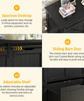 Rustic Farmhouse File Cabinet With Sliding Barn Door For Home Office Storage Heavy Duty Filing Stand showcasing spacious desktop and durable sliding door.