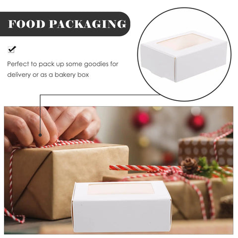 Kraft Paper Cookie Boxes With Clear Window Safe And Odorless Bulk Pack Of 50 Mini Treat Boxes for food packaging and gift wrapping.