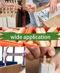 Hands demonstrating Assorted 230 Pack 1/4 5/16 3/8 Inch Premium Fluted Wood Dowel Pins in carpentry applications