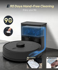 Robot Vacuum And Mop All In One Combo With Beastly 6000Pa Suction, Self Empty Dock, 90 Day Hands Free shown with dock in room