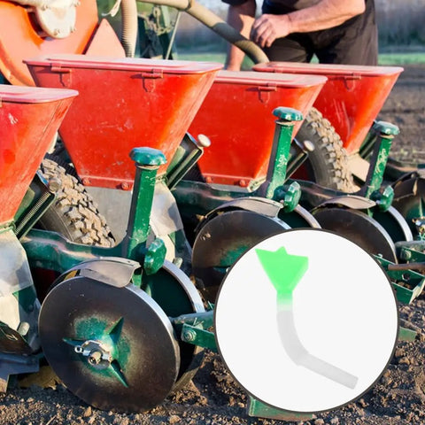 Seed Planter Tube Replacement Part Plastic Seed Distribution Tube for Corn close-up on farm equipment