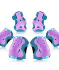 Kickin Safe Kids Protective Gear Set knee pads elbow pads wrist guards for roller skating BMX cycling in purple and blue
