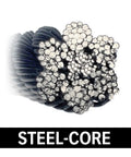 Cross-section of steel-core Rugged Winch Cable With Swivel Hook, Steel Core, 3/8 Inch By 75 Foot, 14,000 Lbs Minimum Breaking Strength.