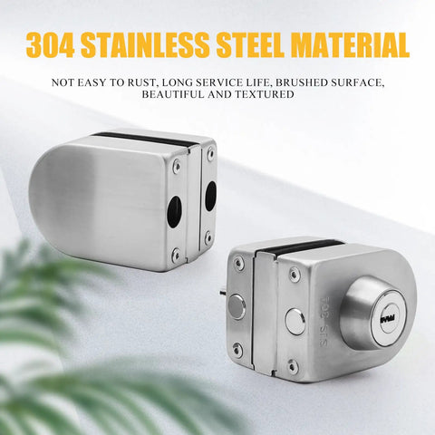 Hella Secure Stainless Steel Glass Door Lock With Double Bolt Build And Sleek Push Slider Mechanism For Eight To Twelve Millimeter Frames quick install, showing brushed surface and dual lock