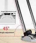 Portable Drill Guide With 90 Degree Adjustable Drill Press Attachment, showing 45° angle adjustment and scale detail.